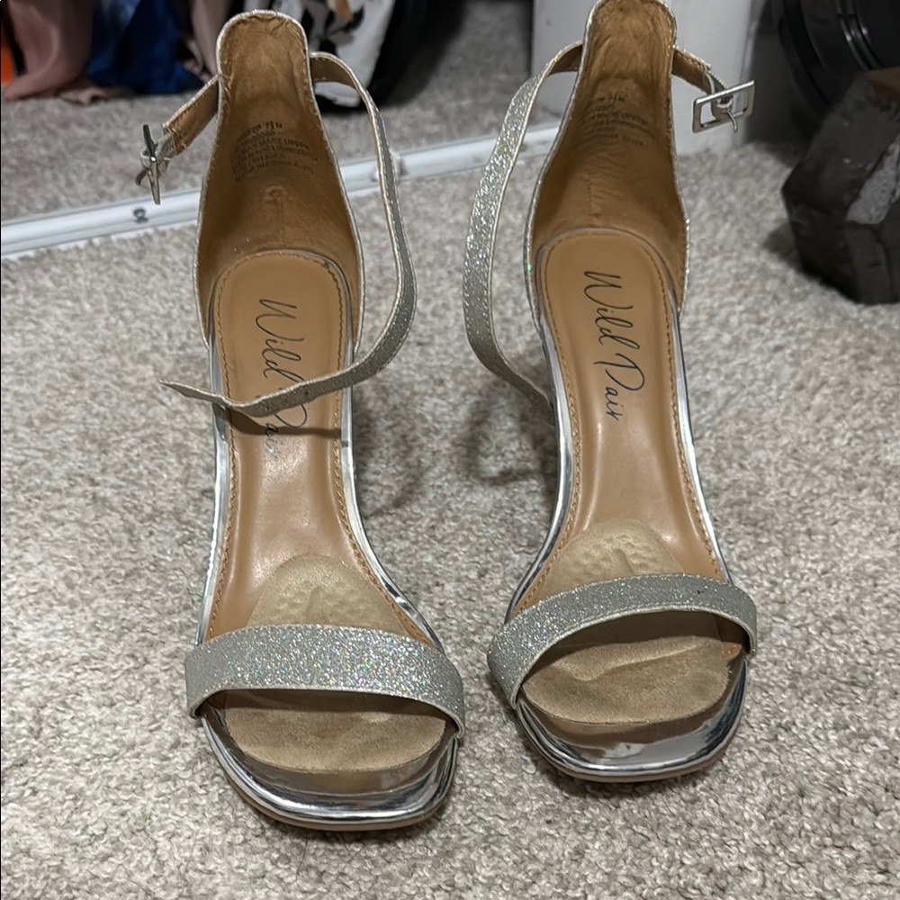 Wild Pair Silver Stiletto Heels Elegant Sandals